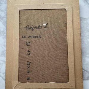 Gaston Bogaert De spiegel surrealistisch schilderij, olieverf op paneel