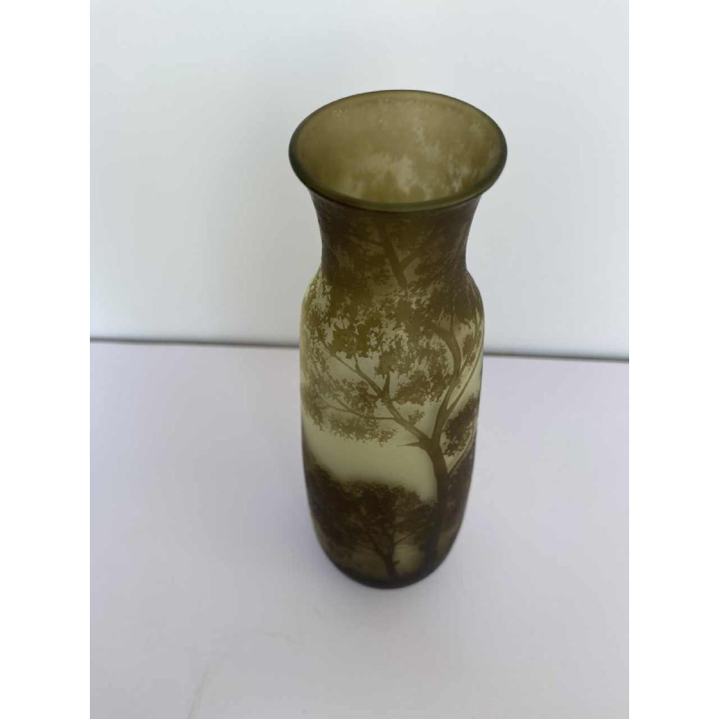 Val-Saint-Lambert, vase multicouches à décor industriel de mine de charbon, ca 1910