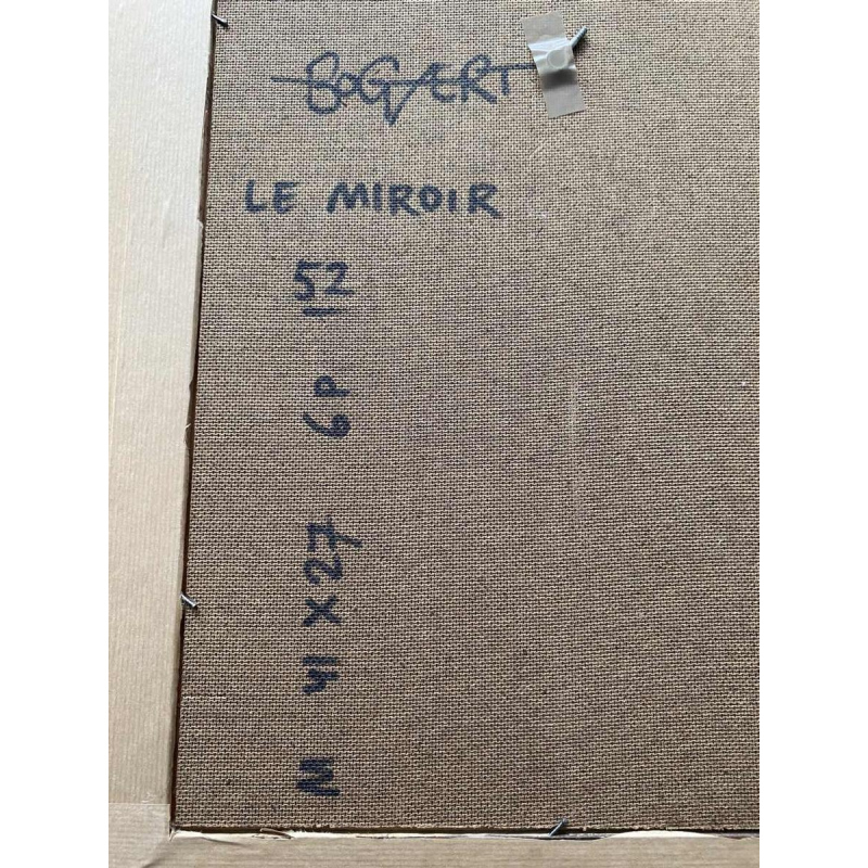 Gaston Bogaert "Le Miroir" tableau surréaliste, huile sur panneau