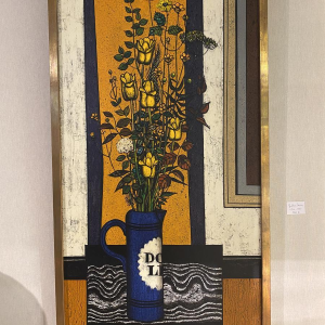 Gustave Camus "Boeket aan de zwarte tafel" olieverfschilderij op doek