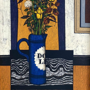 Gustave Camus "Bouquet à la table noire" tableau huile sur toile