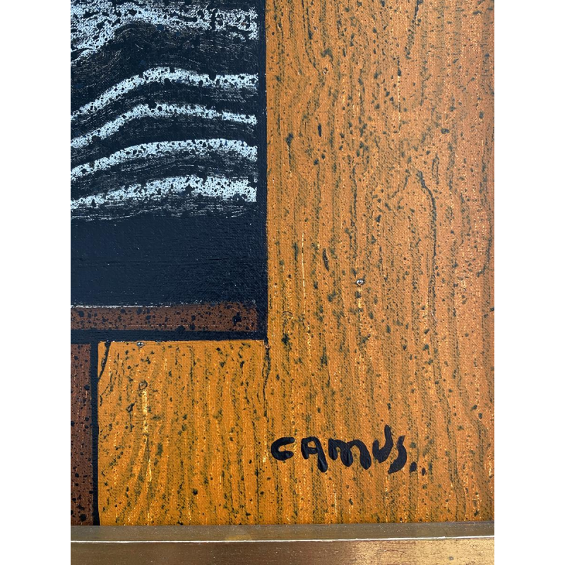 Gustave Camus "Boeket aan de zwarte tafel" olieverfschilderij op doek