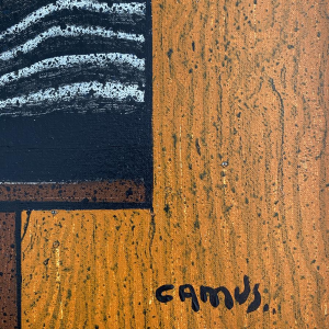 Gustave Camus "Boeket aan de zwarte tafel" olieverfschilderij op doek