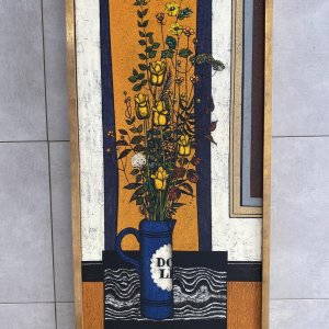 Gustave Camus "Bouquet à la table noire" tableau huile sur toile