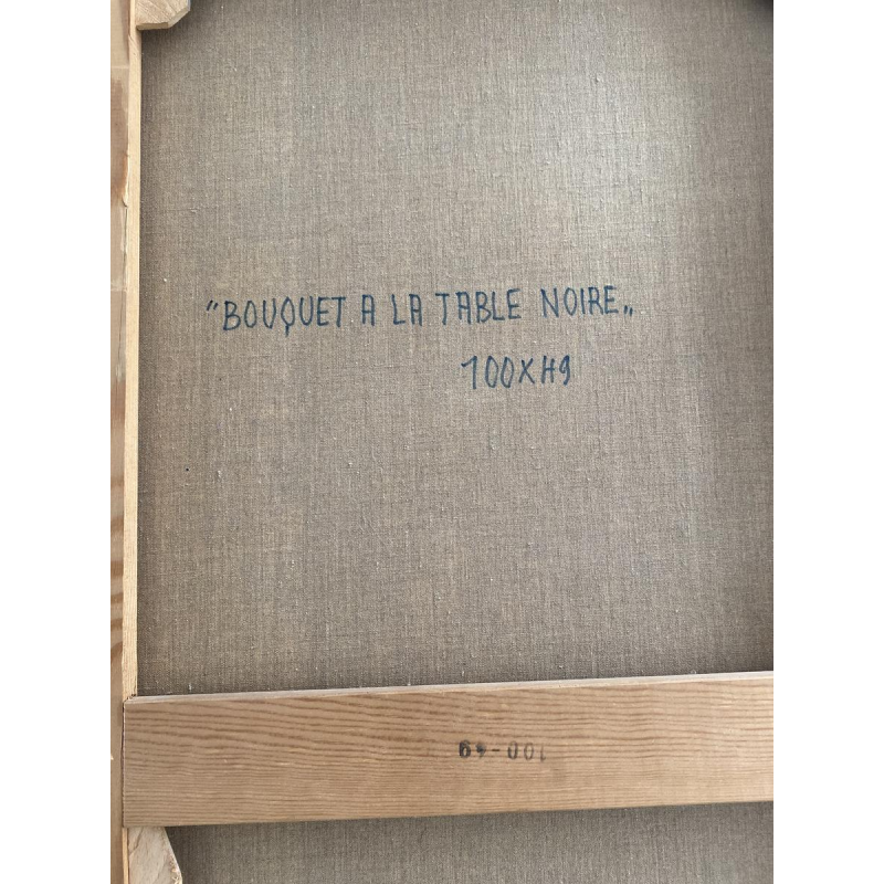 "Bouquet à la table noire", G. Camus (1914 - 1984), huile sur toile