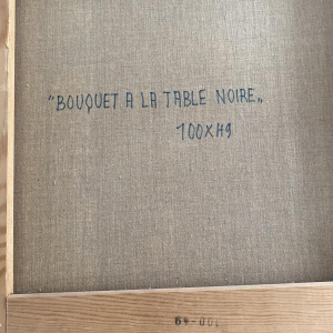 Gustave Camus "Bouquet à la table noire" tableau huile sur toile