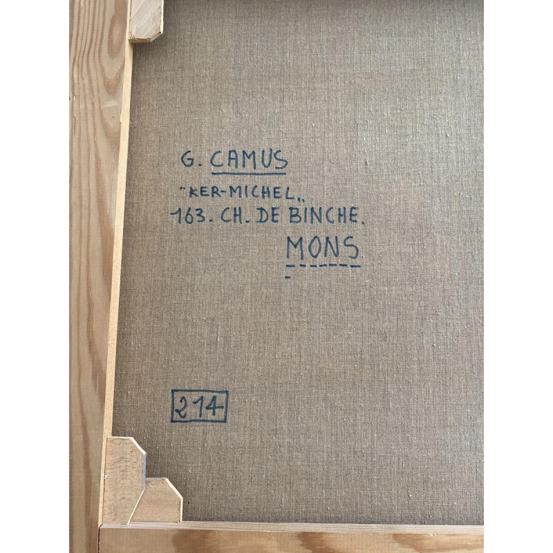 Gustave Camus "Boeket aan de zwarte tafel" olieverfschilderij op doek