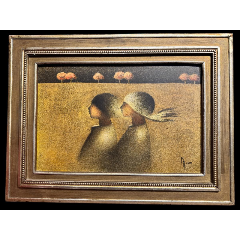 Maurice Musin, "Nachtelijk paar", olieverfschilderij op paneel