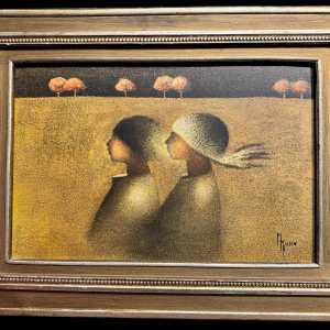 Maurice Musin, "Nocturnal Couple," oil painting on panel