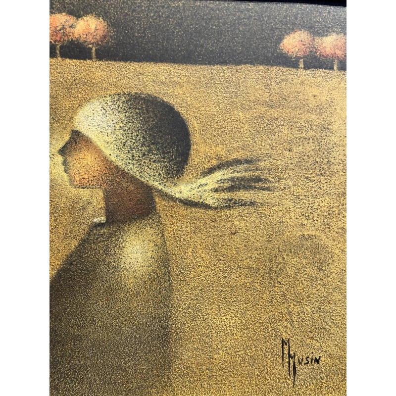 Maurice MUSIN « Couple nocturne » peinture huile sur panneau