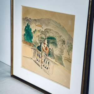 Estampe aquarellée d'après Henri Lebasque, France, XXe siècle