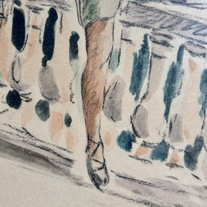 Estampe aquarellée d'après Henri Lebasque, France, XXe siècle