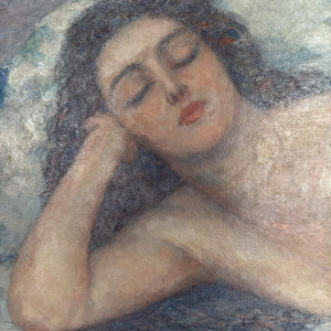 François (Frans) Pycke - Nu féminin allongé avec vue sur la mer - Huile sur toile