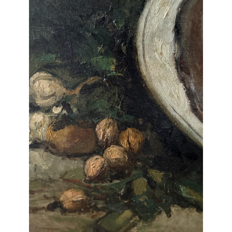 Alfred Bastien - Stilleven met zalm en kreeft - Olieverfschilderij op doek