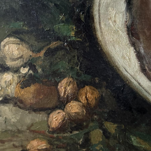 Alfred Bastien - Nature morte au saumon et homard - tableau huile sur toile