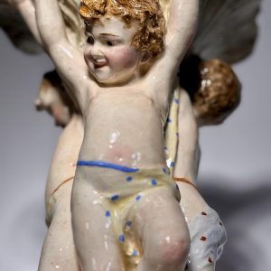 Large majolica centerpiece, putti and shells, Italy, late 19th - early 20th century