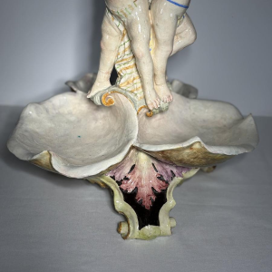 Large majolica centerpiece, putti and shells, Italy, late 19th - early 20th century