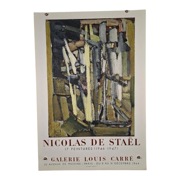 Nicolas DE STAËL / Mourlot impression - Galerie Louis Carré 1964, affiche lithographique