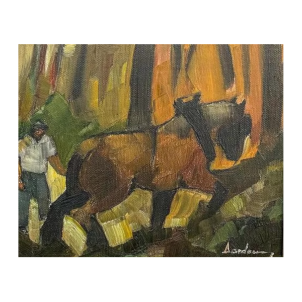 Milo Dardenne, "Le Cheval de Trait", huile sur toile, 20e siècle