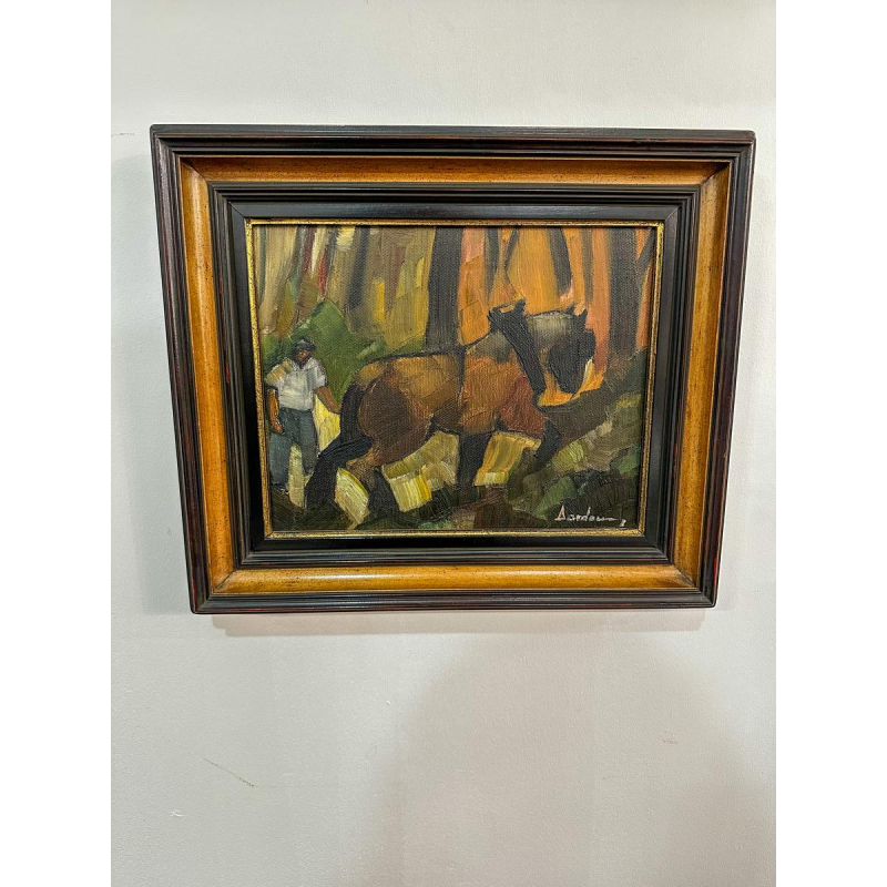 Milo Dardenne, "Le Cheval de Trait", huile sur toile, 20e siècle