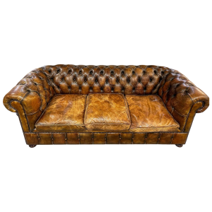 Vintage leren Chesterfield-bank, 21e eeuw