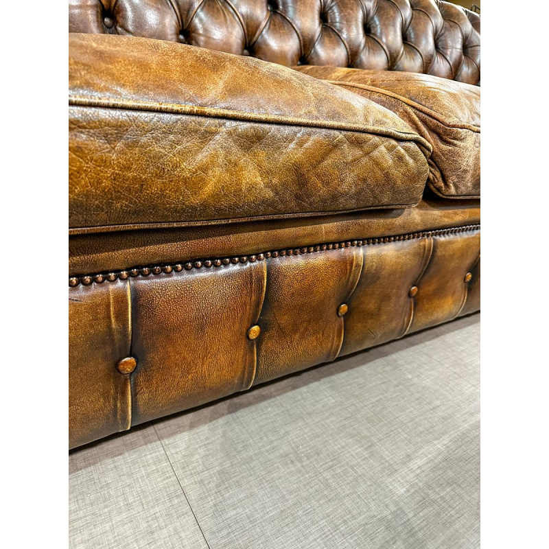 Vintage leren Chesterfield-bank, 21e eeuw