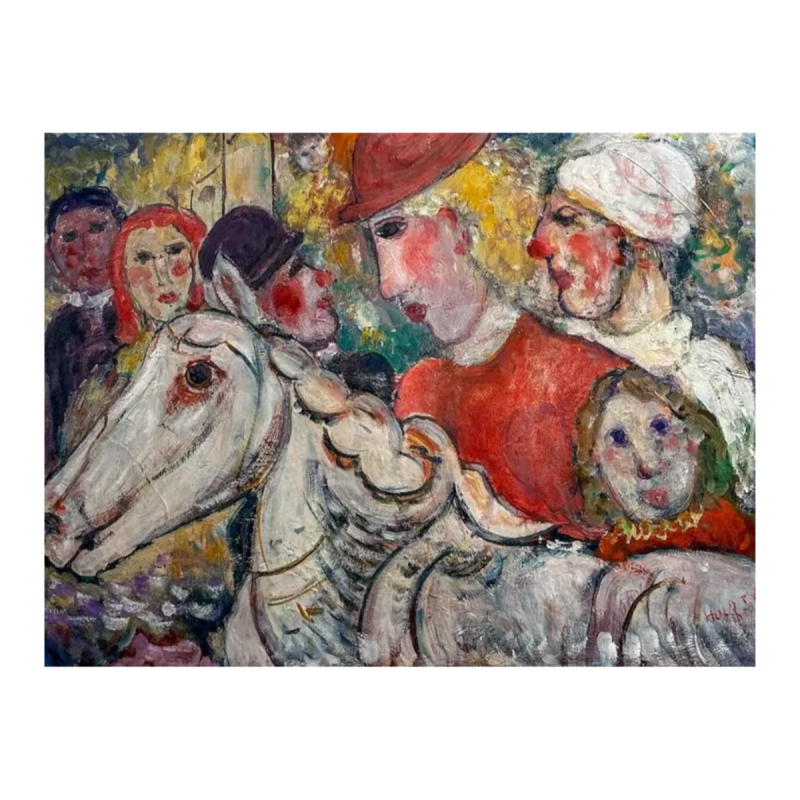 Marcel Hocq, olieverf op doek, expressionistisch, 1989