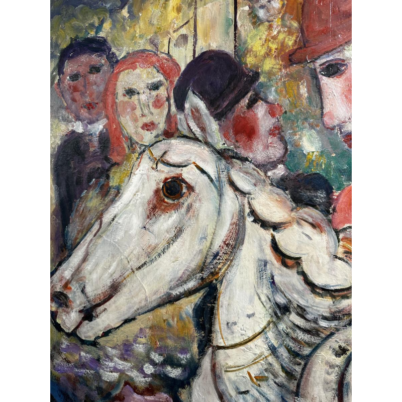 Marcel Hocq, huile sur toile expressioniste, 1989