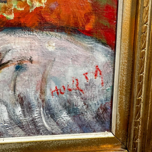 Marcel Hocq, huile sur toile expressioniste, 1989