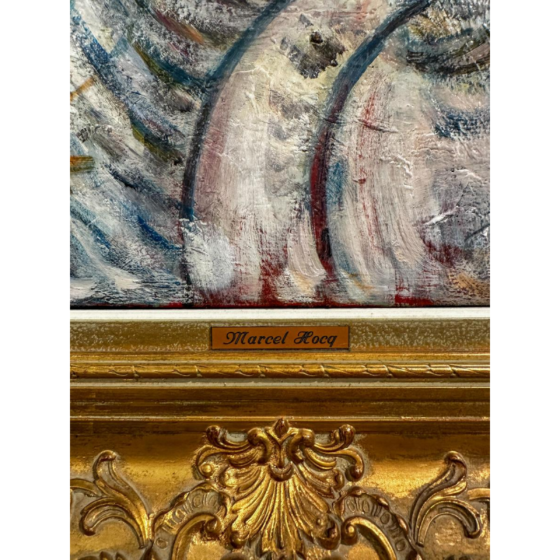 Marcel Hocq, huile sur toile expressioniste, 1989