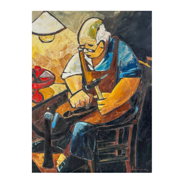 Milo Dardenne, "The Shoemaker", oil on canvas, 20th century