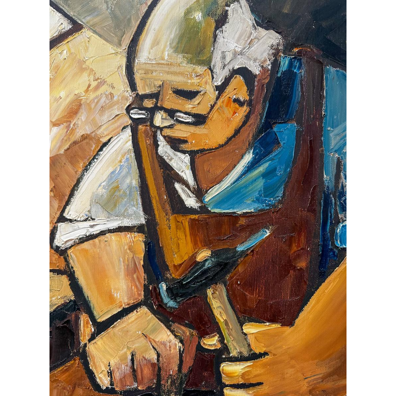 Milo Dardenne, "Le Coordonnier", huile sur toile, 20e siècle