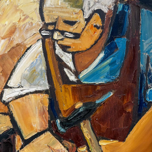 Milo Dardenne, "Le Coordonnier", huile sur toile, 20e siècle