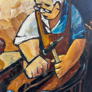 Milo Dardenne, "The Shoemaker", oil on canvas, 20th century