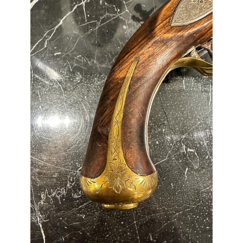 Pistolet à silex Lefaucheux, fabrication liégeoise, milieu du 19e siècle