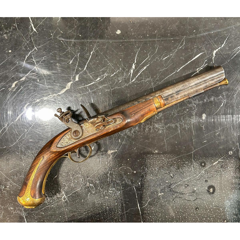 Pistolet à silex Lefaucheux, fabrication liégeoise, milieu du 19e siècle