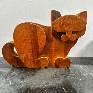 Bottega Michelangeli, houten kattensculptuur, jaren 70