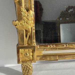 Louis XVI style mirror in carved and gilded wood, with hand-painted details, 18th century