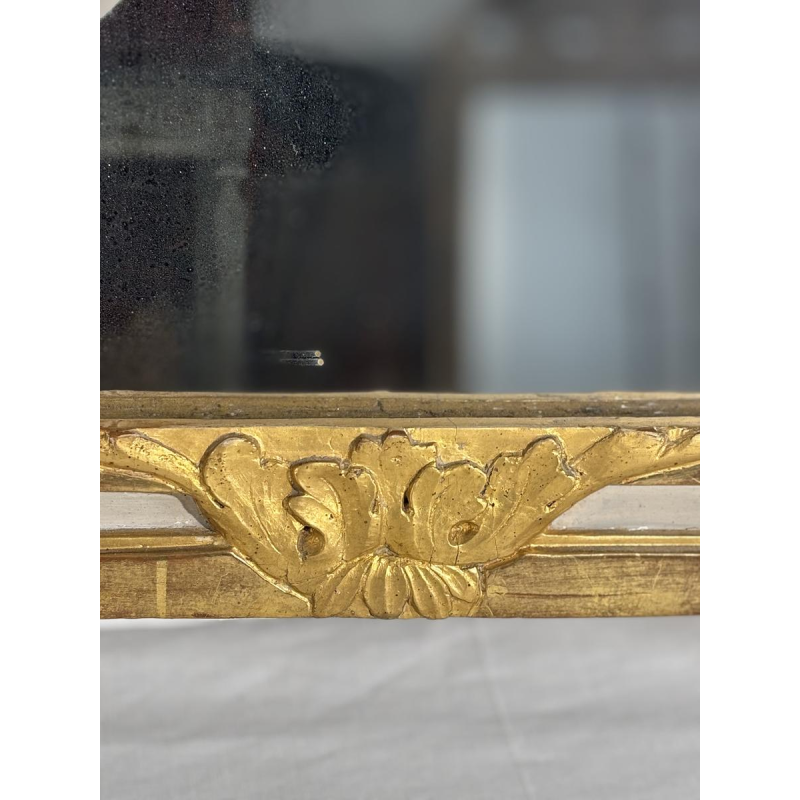 Louis XVI style mirror in carved and gilded wood, with hand-painted details, 18th century