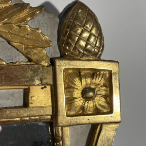 Louis XVI style mirror in carved and gilded wood, with hand-painted details, 18th century