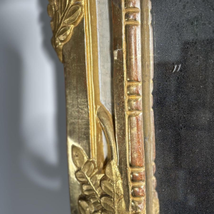 Louis XVI style mirror in carved and gilded wood, with hand-painted details, 18th century