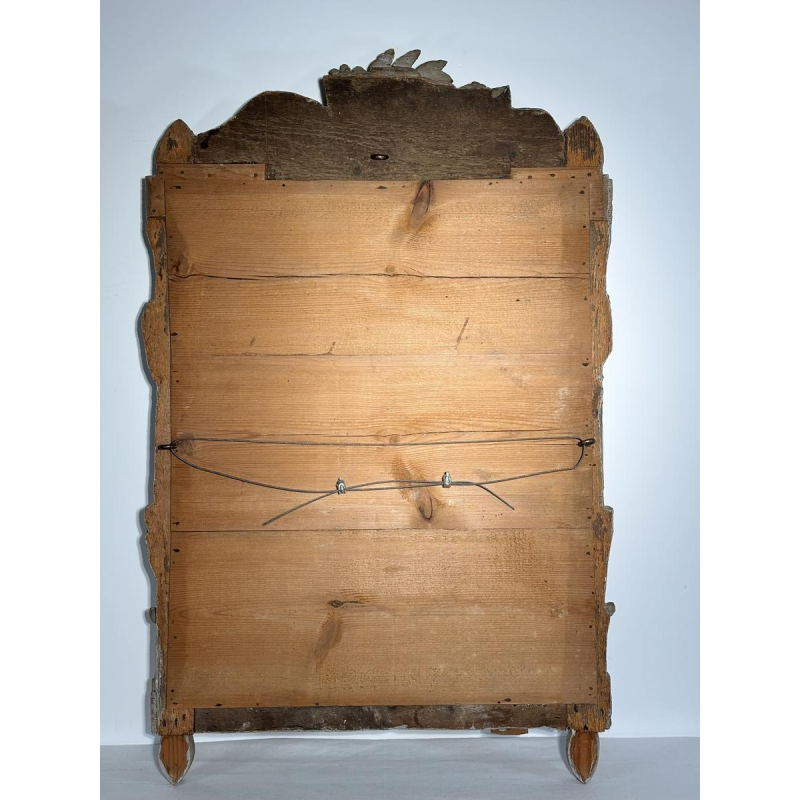 Louis XVI style mirror in carved and gilded wood, with hand-painted details, 18th century