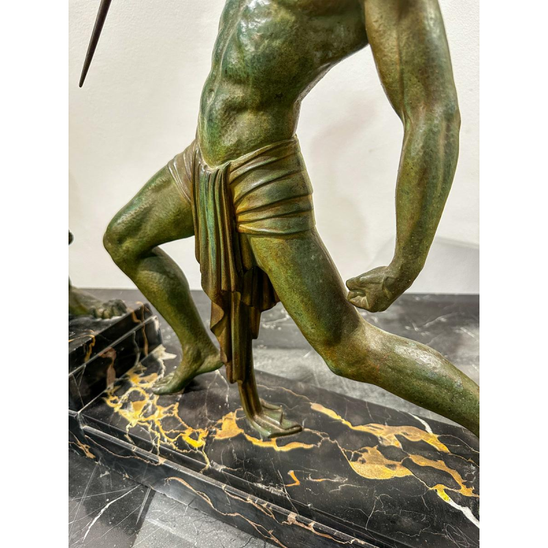 Bronzen groepssculptuur van Demeter Chiparus "De Jacht", Art Deco, jaren 30