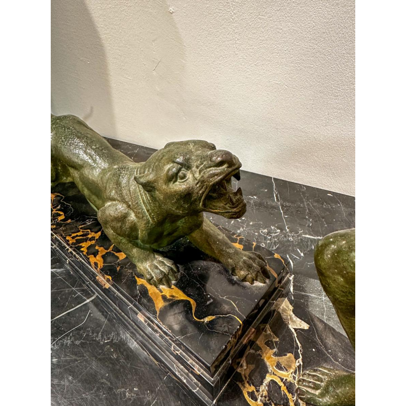 Demeter Chiparus "La Chasse" sculpture groupe en bronze Art Déco, années 30