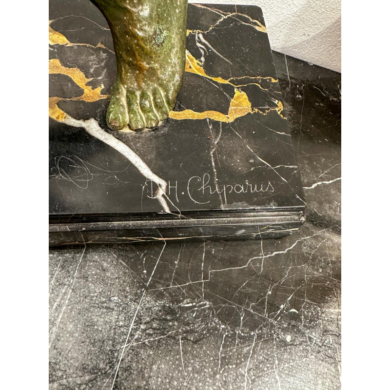 Demeter Chiparus "La Chasse" sculpture groupe en bronze Art Déco, années 30