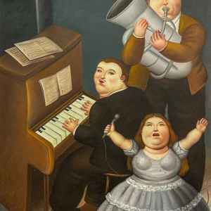 Tableau dans le goût de Fernando Botero, huile sur toile, 20e siècle