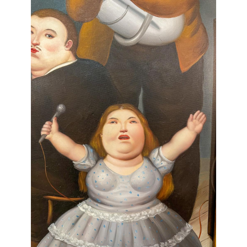 Tableau dans le goût de Fernando Botero, huile sur toile, 20e siècle
