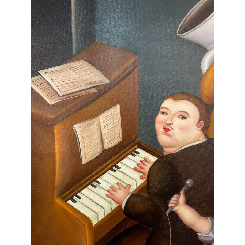 Tableau dans le goût de Fernando Botero, huile sur toile, 20e siècle