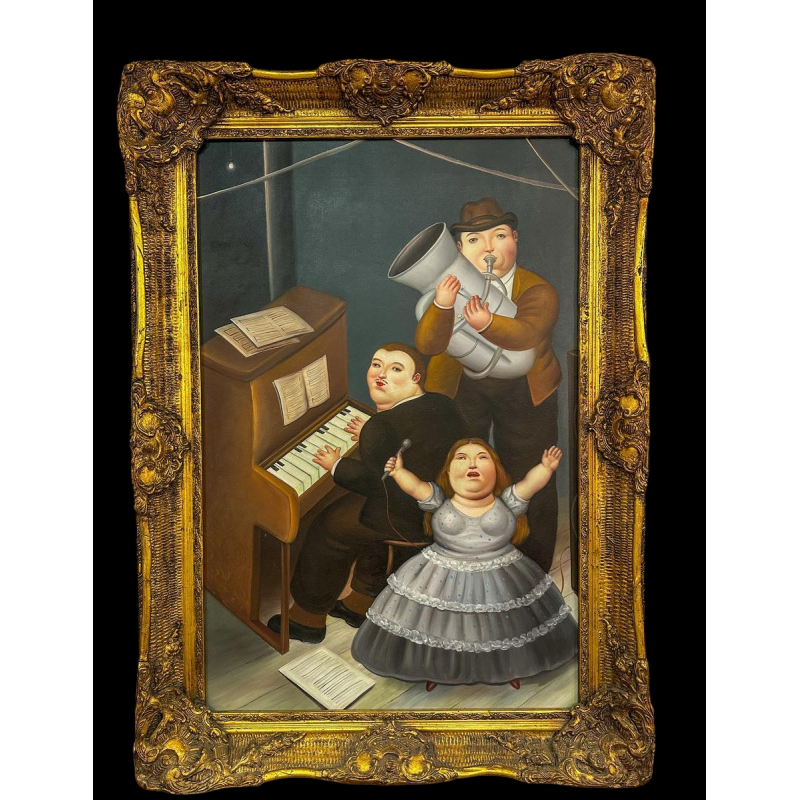 Tableau dans le goût de Fernando Botero, huile sur toile, 20e siècle