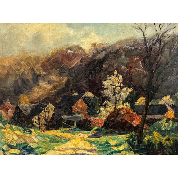 Modeste-Jean Lhomme, huile sur panneau, paysage, début du 20e siècle